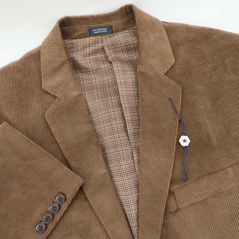 NEW Saddlebred‎ Corduroy Blazer Sport Coat Two Button Dark Tan 44 REG Jacket